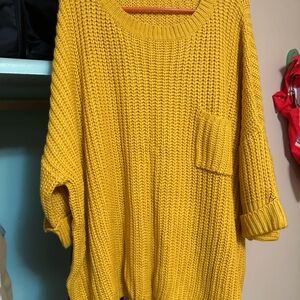 JODIFL Yellow Chunky Knit Crew Neck Sweater